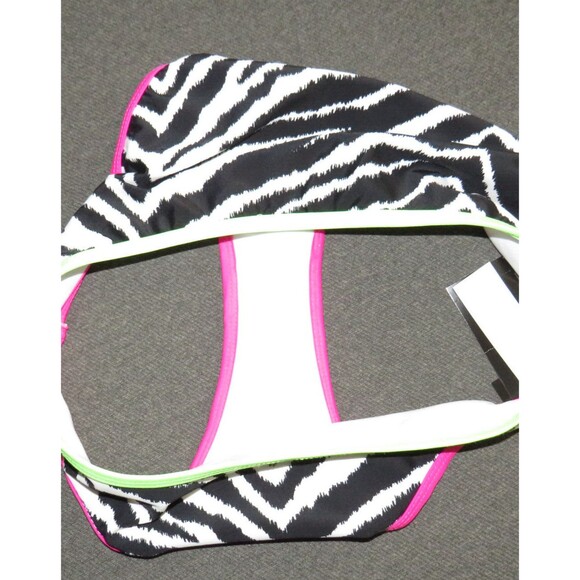 California Waves Retro Zebra Print Neon Trimmed Bikini Swim Bottoms Size M - Picture 6 of 8